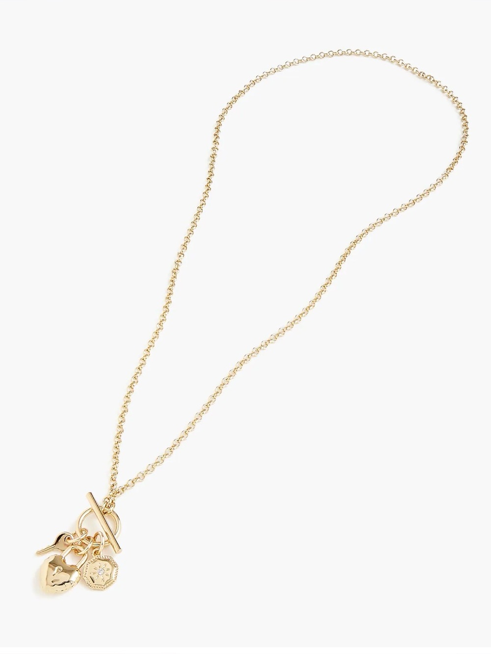 J. CREW 30” Heart Lock and Key Gem Starburst Necklace NWT